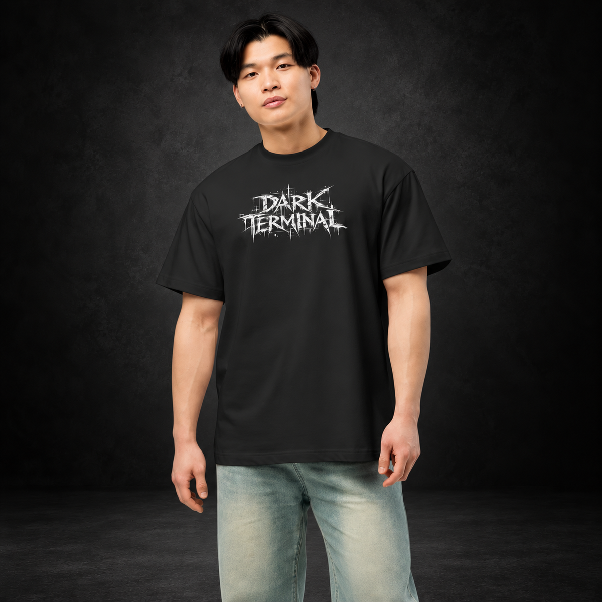 DARK TERMINAL — No Departures Boxy Tee | color:vintage black