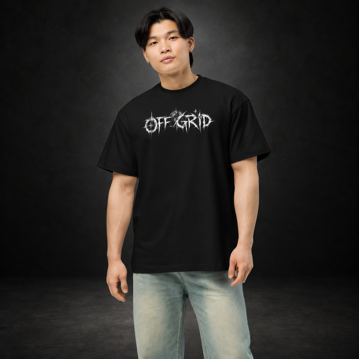 OFF GRID — Disconnected Boxy Tee | color:black