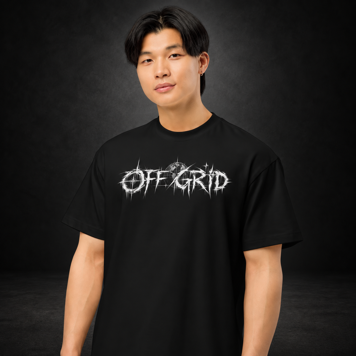 OFF GRID — Disconnected Boxy Tee | color:black