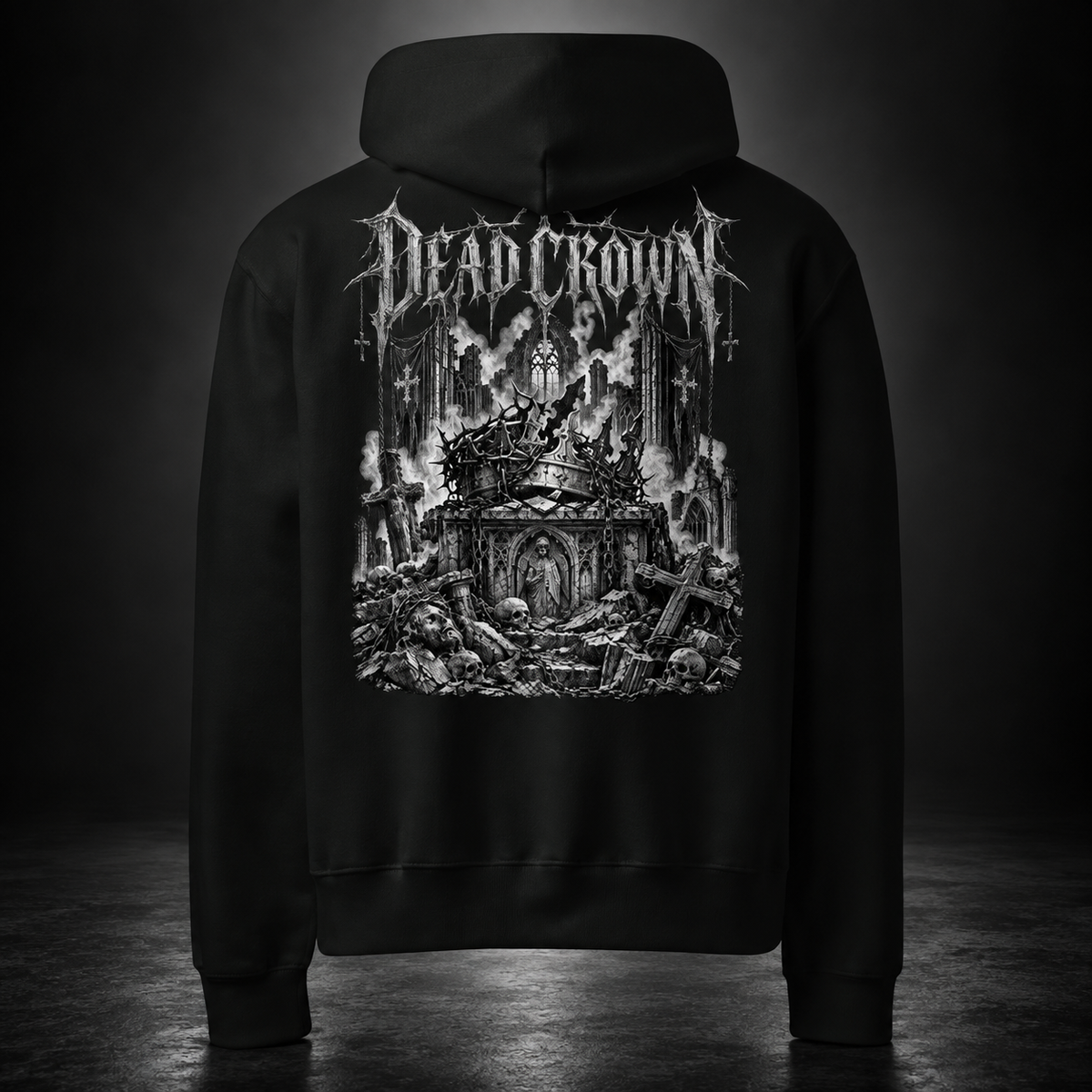 DEAD CROWN — Fallen Kingdom Hoodie | color:vintage black
