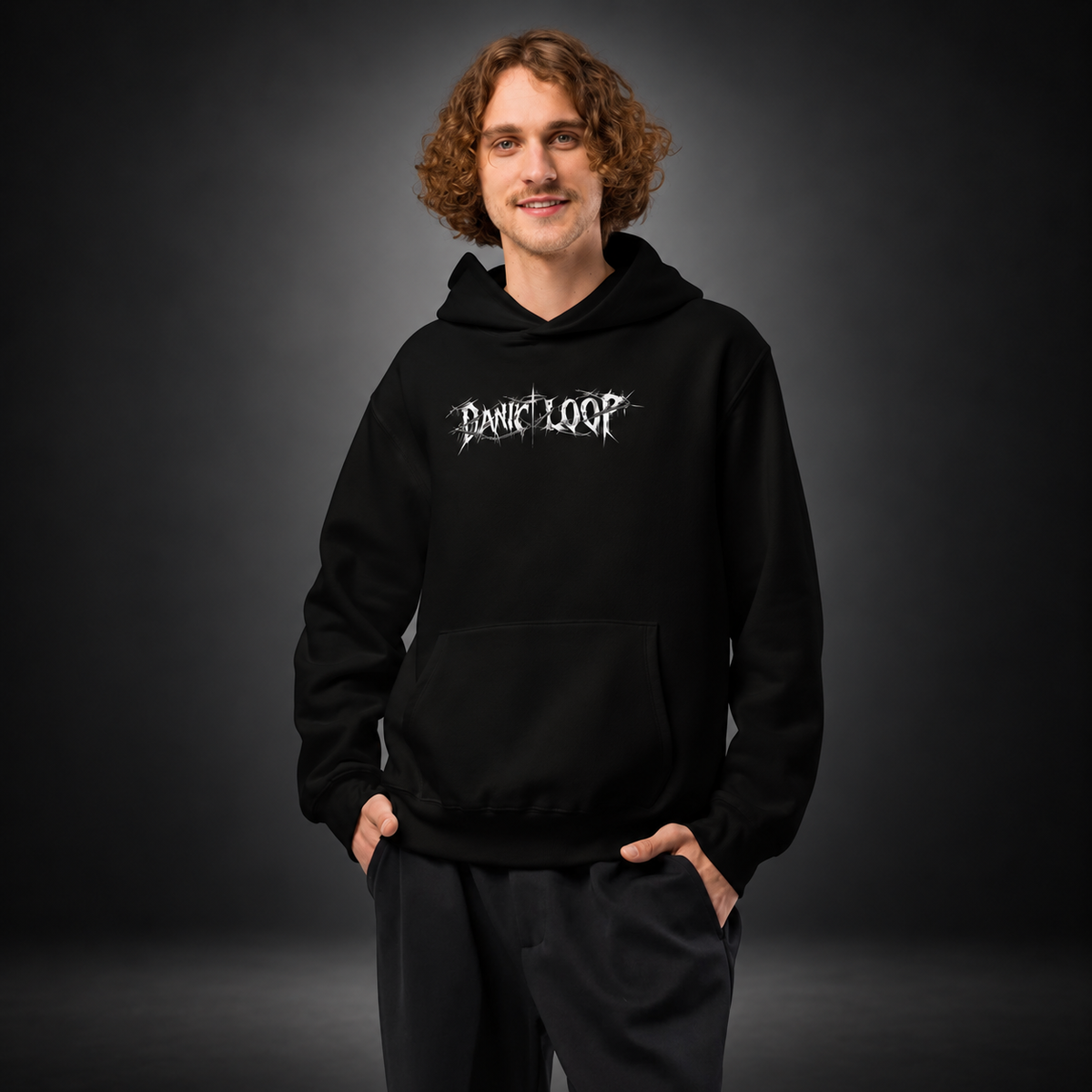 PANIC LOOP — Barbed Mind Hoodie | color:black