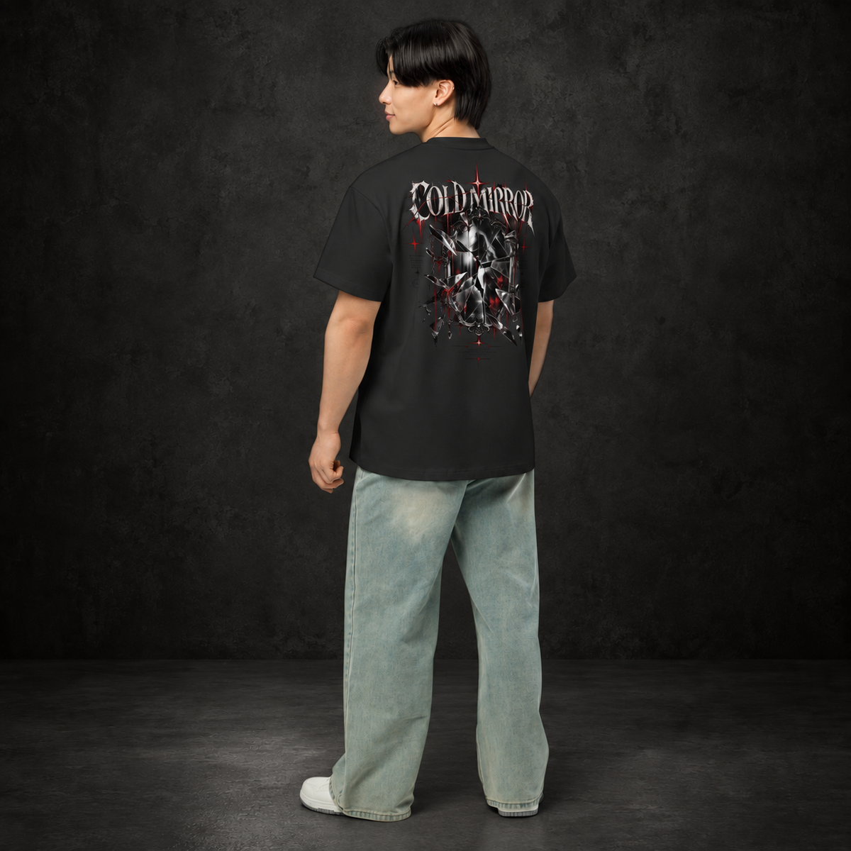 COLD MIRROR — Distorted Reflection Boxy Tee | color:vintage black