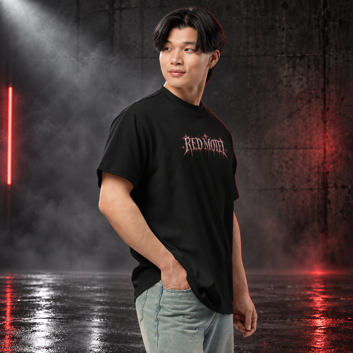 RED MOTEL — No Check Out Boxy Tee | color:black