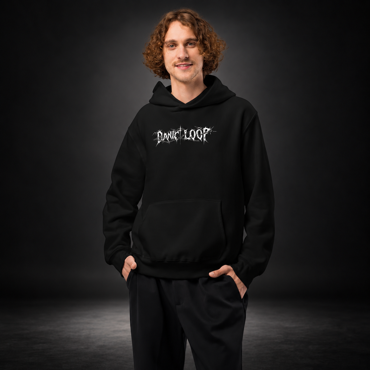 PANIC LOOP — Barbed Mind Hoodie | color:vintage black