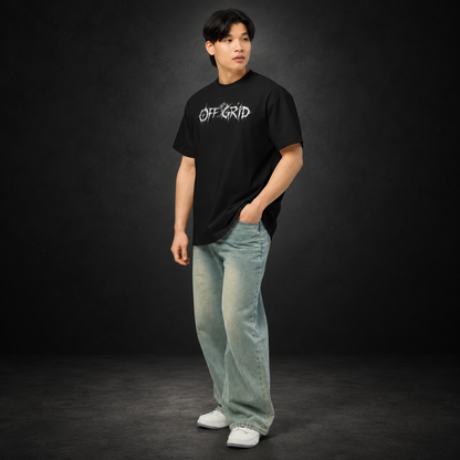 OFF GRID — Disconnected Boxy Tee | color:black