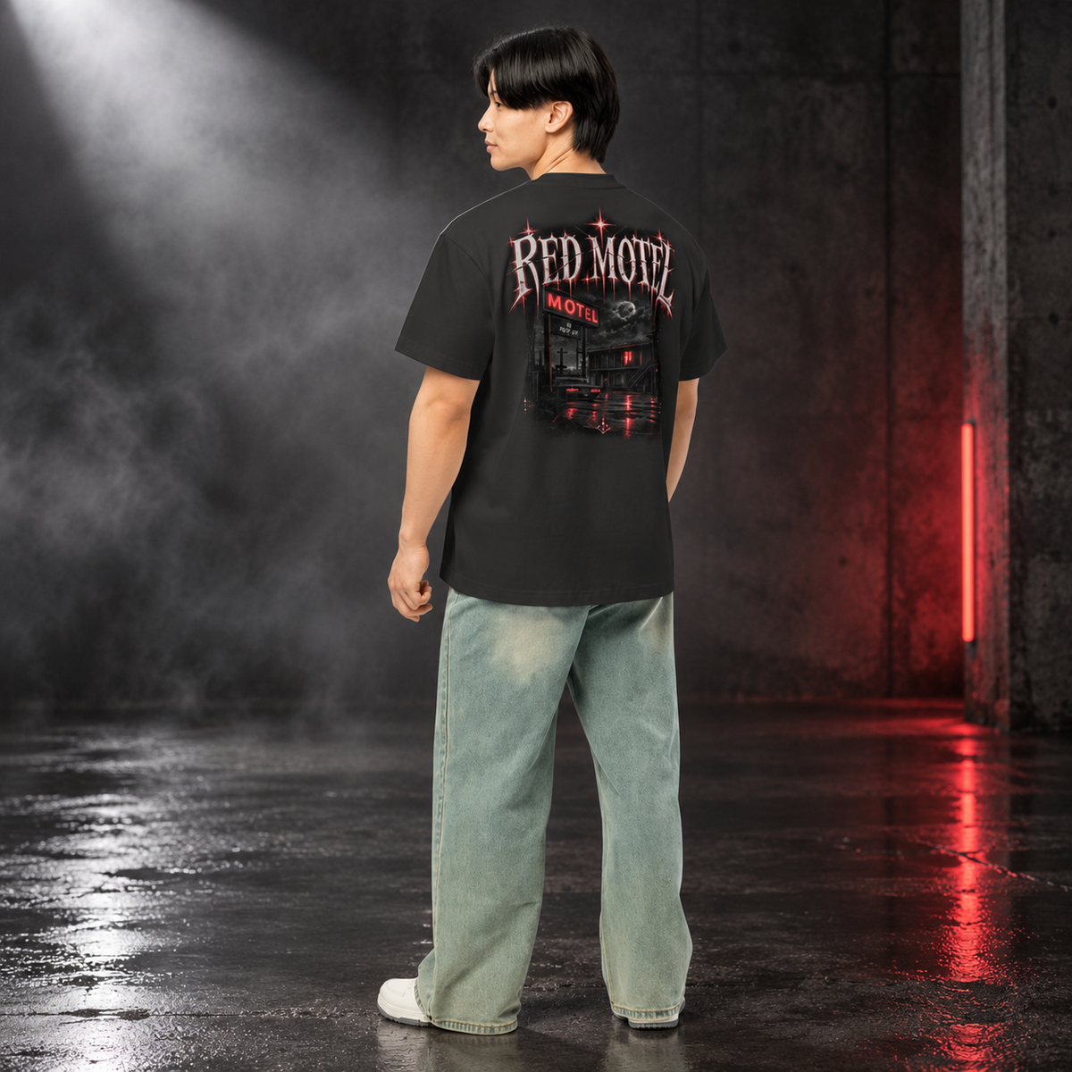 RED MOTEL — No Check Out Boxy Tee | color:vintage black