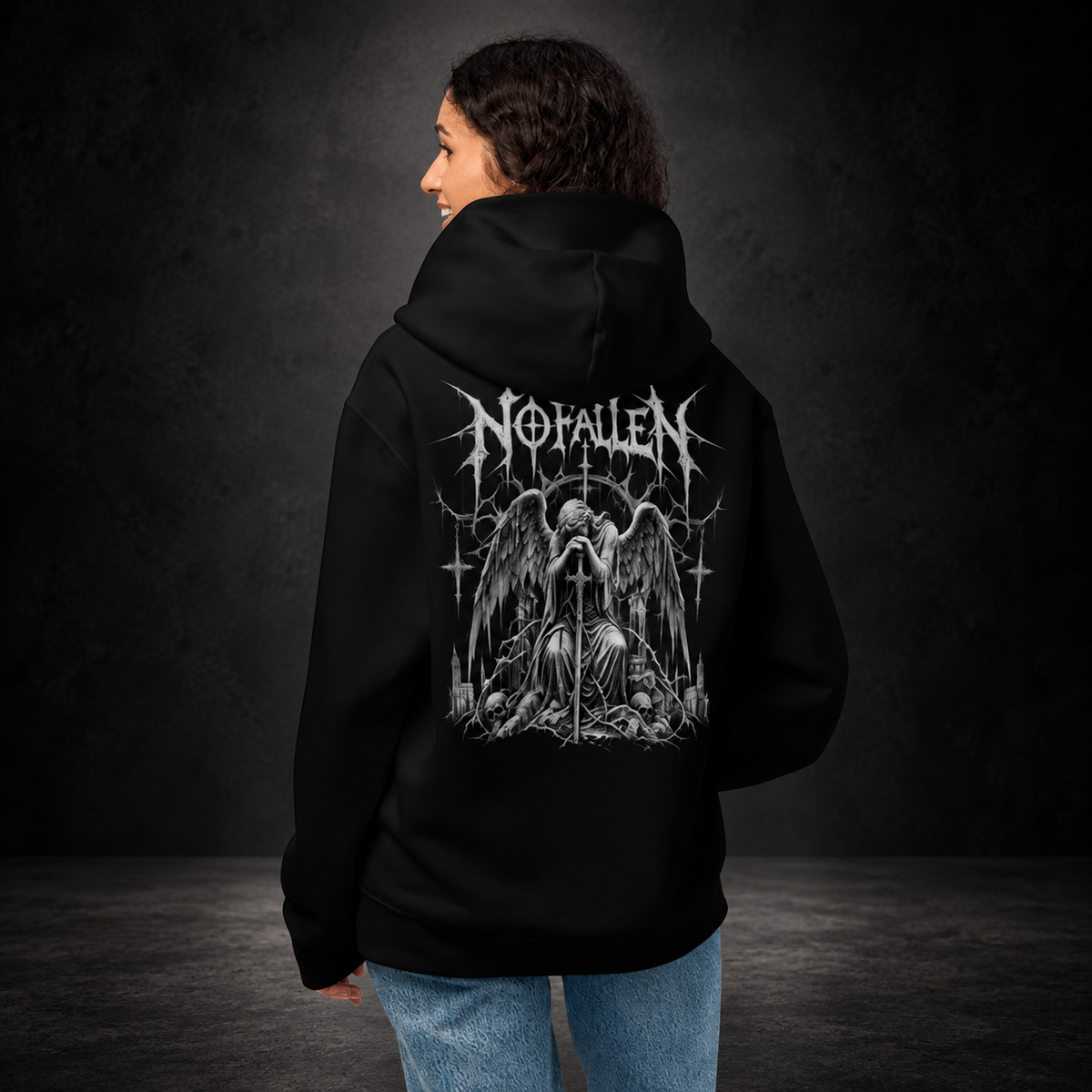 NO FALLEN — Dark Covenant Hoodie | color:black