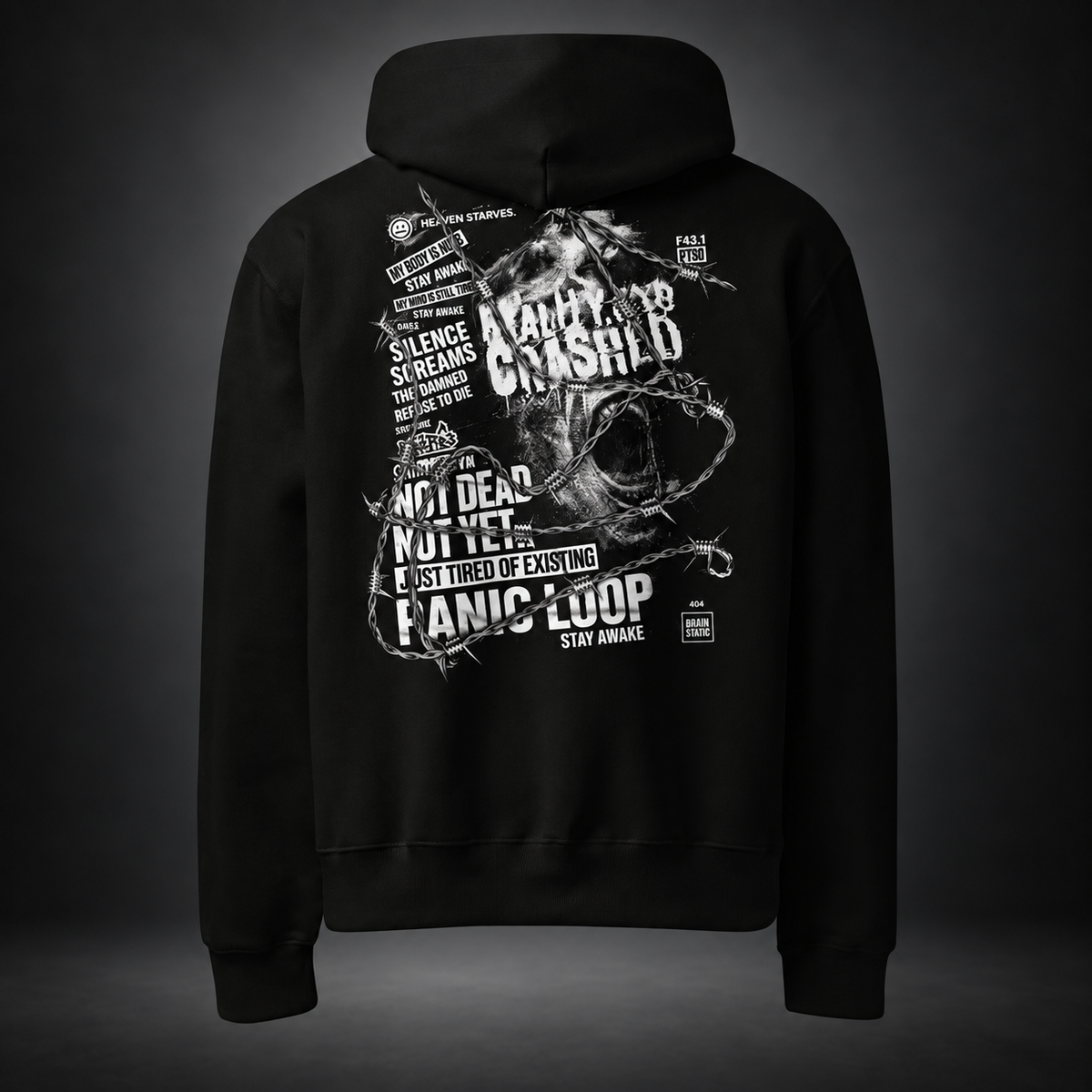PANIC LOOP — Barbed Mind Hoodie | color:black