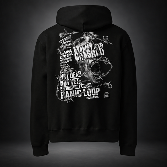PANIC LOOP — Barbed Mind Hoodie | color:black