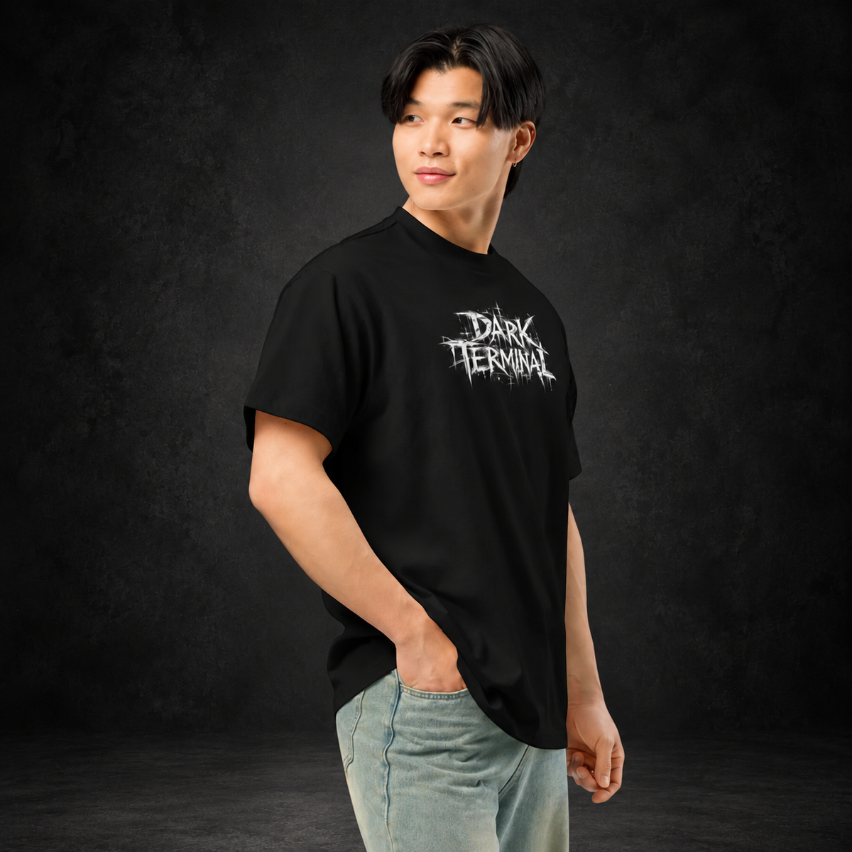 DARK TERMINAL — No Departures Boxy Tee | color:black