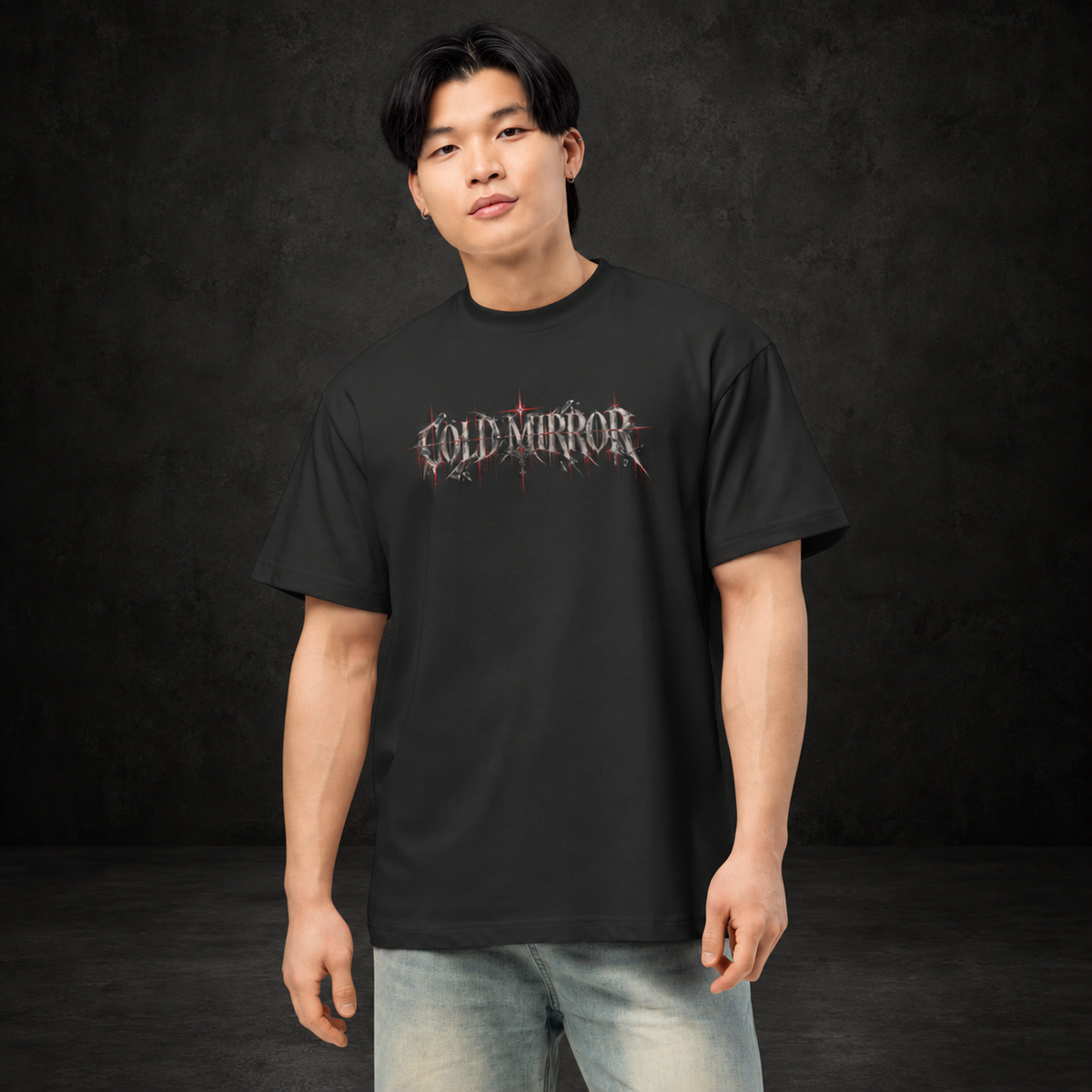 COLD MIRROR — Distorted Reflection Boxy Tee | color:vintage black