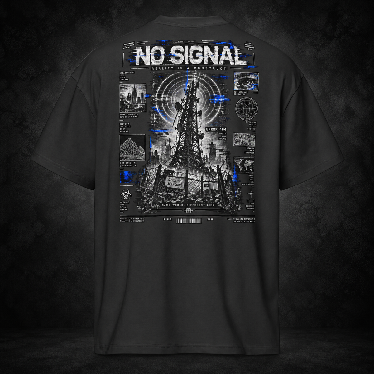 NO SIGNAL — Error 404 Tee | color:vintage black