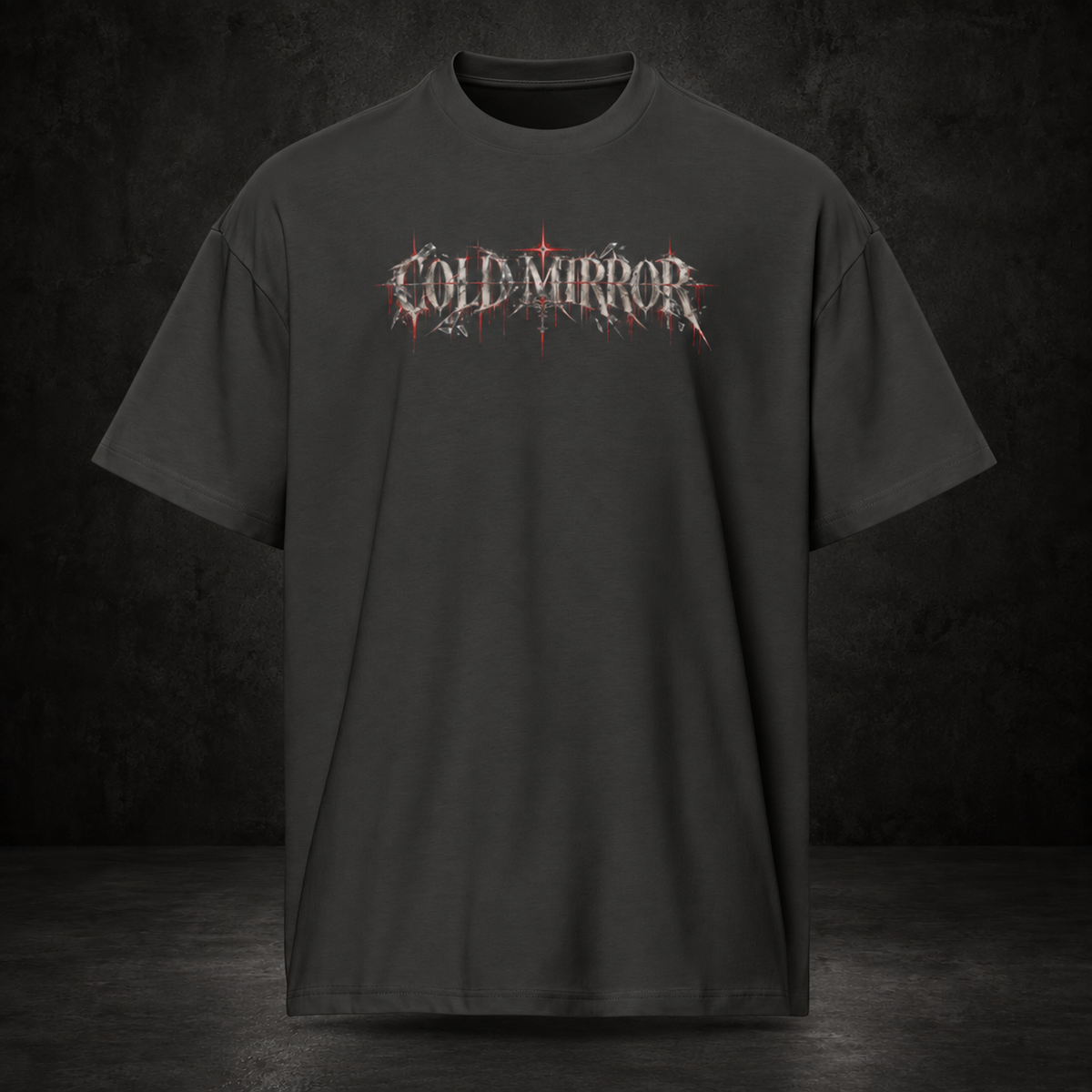 COLD MIRROR — Distorted Reflection Boxy Tee | color:vintage black