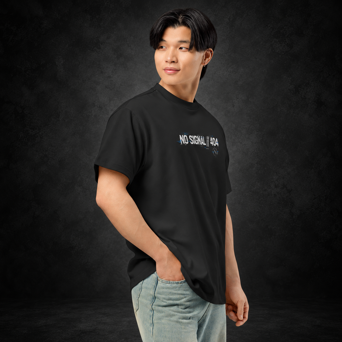 NO SIGNAL — Error 404 Tee | color:vintage black