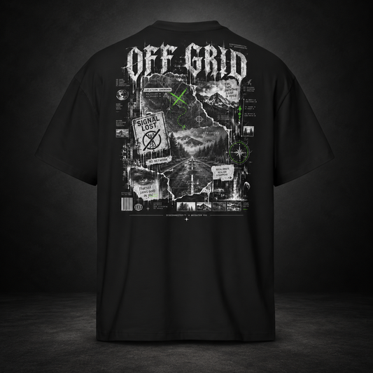 OFF GRID — Disconnected Boxy Tee | color:black