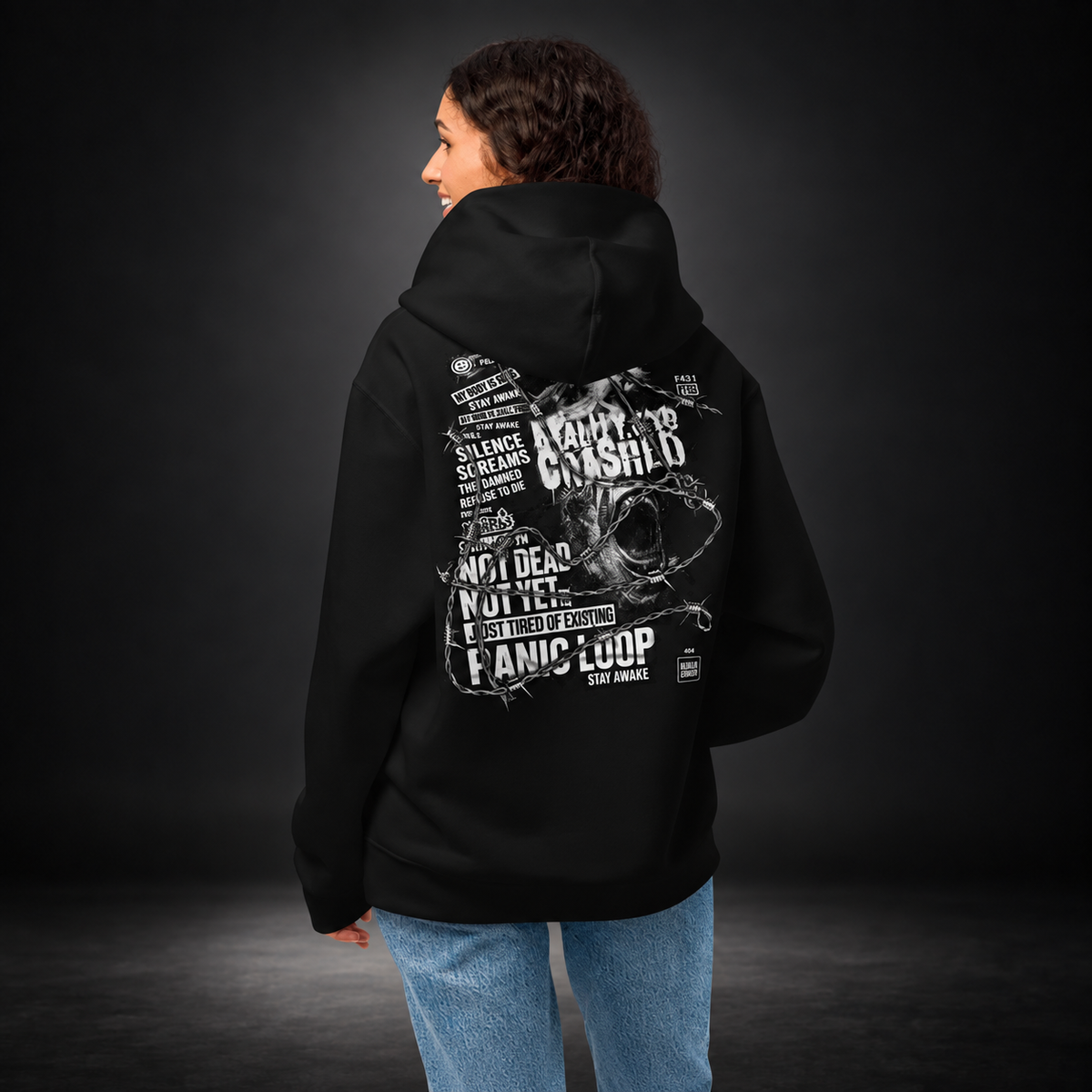 PANIC LOOP — Barbed Mind Hoodie | color:vintage black