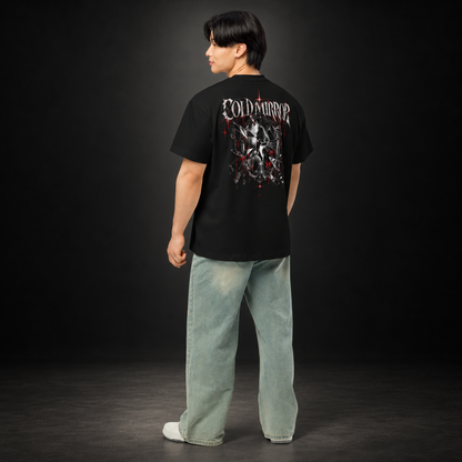 COLD MIRROR — Distorted Reflection Boxy Tee | color:black
