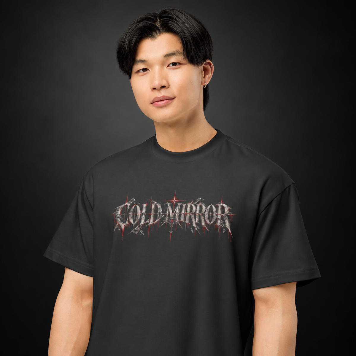 COLD MIRROR — Distorted Reflection Boxy Tee | color:vintage black