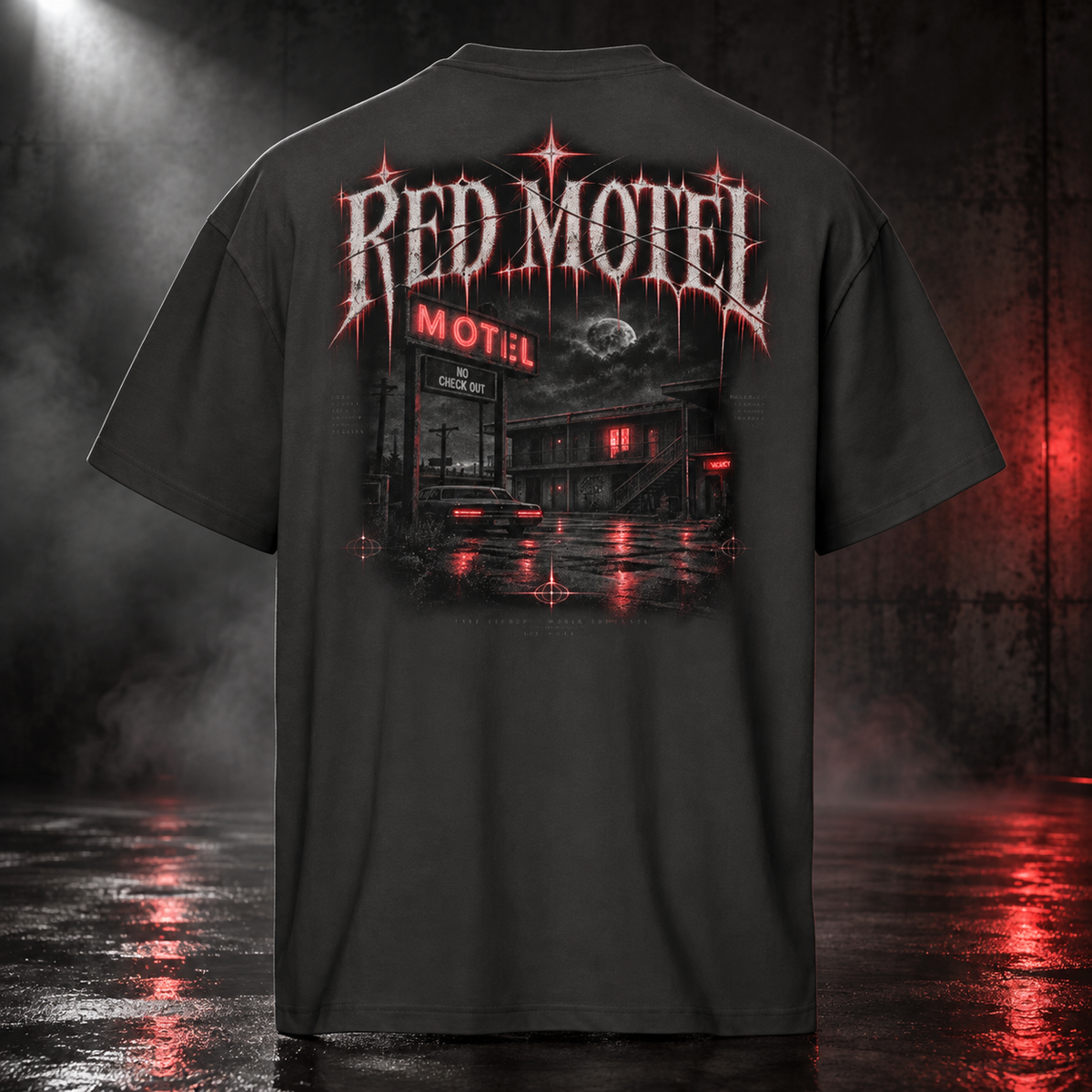 RED MOTEL — No Check Out Boxy Tee | color:vintage black