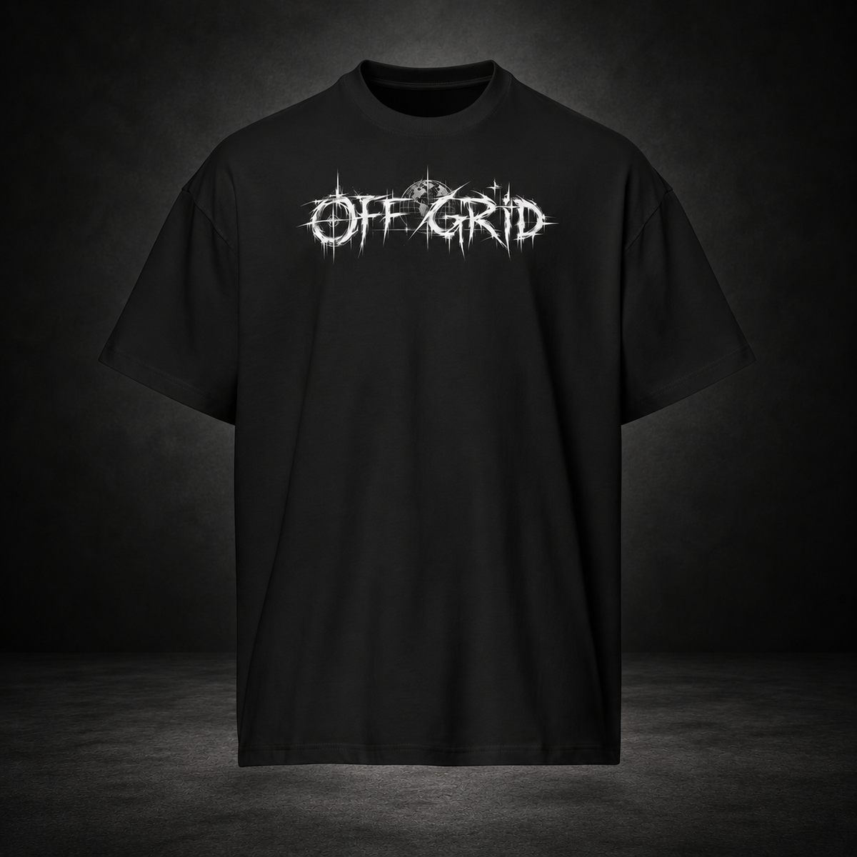 OFF GRID — Disconnected Boxy Tee | color:black