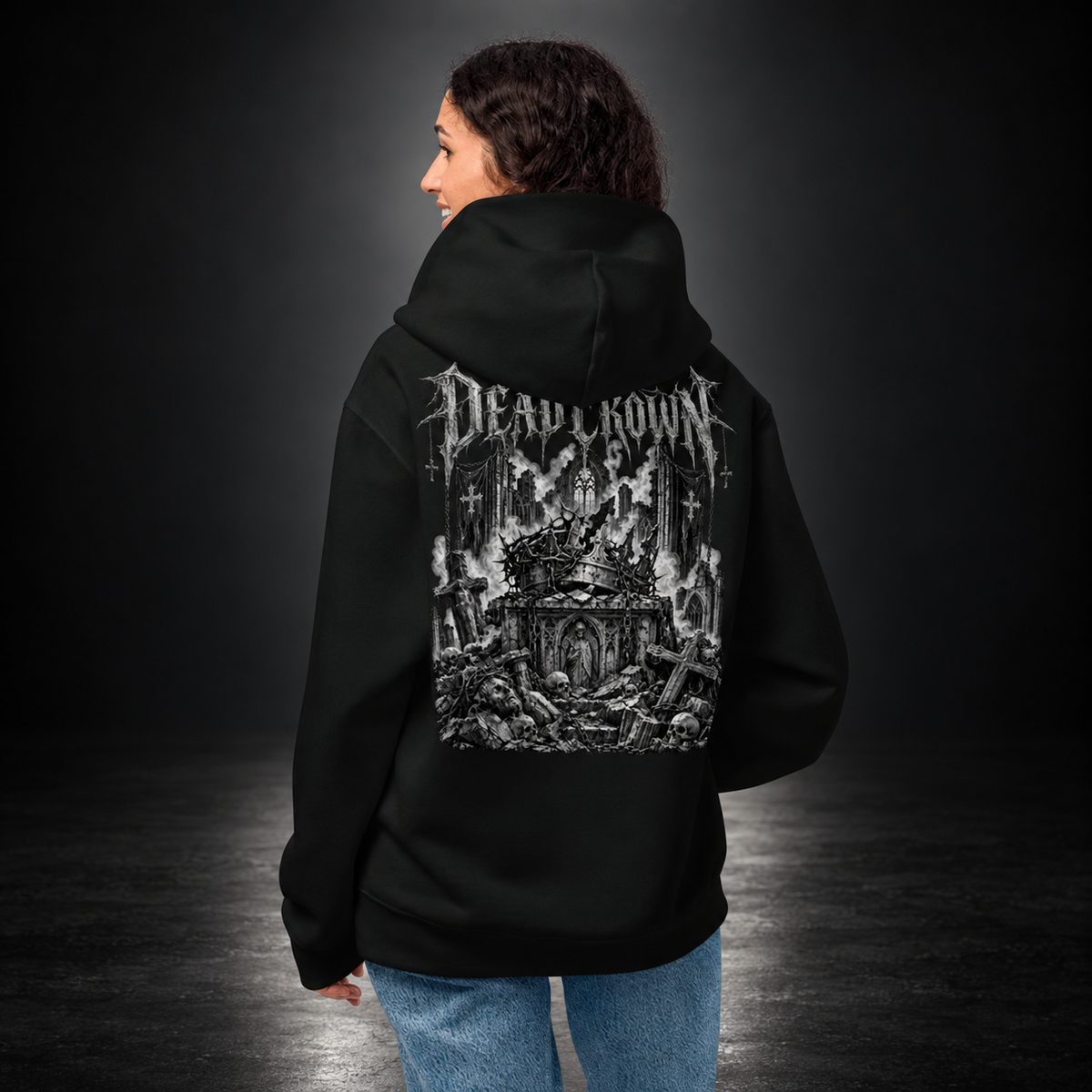 DEAD CROWN — Fallen Kingdom Hoodie | color:vintage black