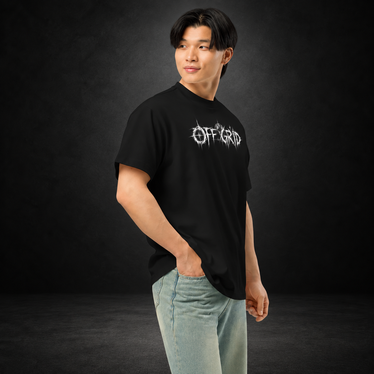 OFF GRID — Disconnected Boxy Tee | color:black