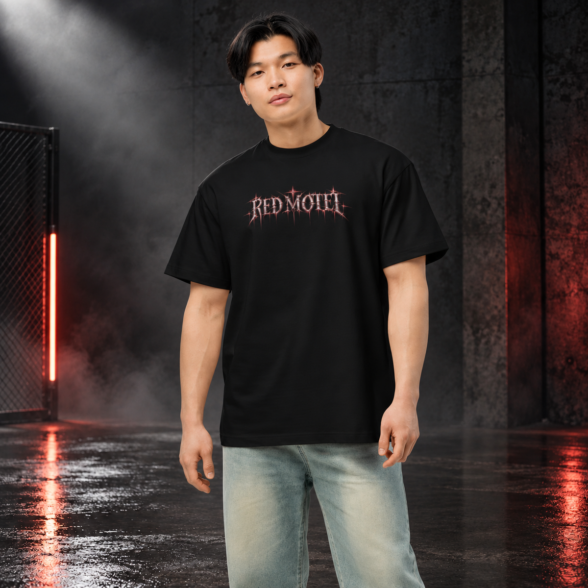 RED MOTEL — No Check Out Boxy Tee | color:black