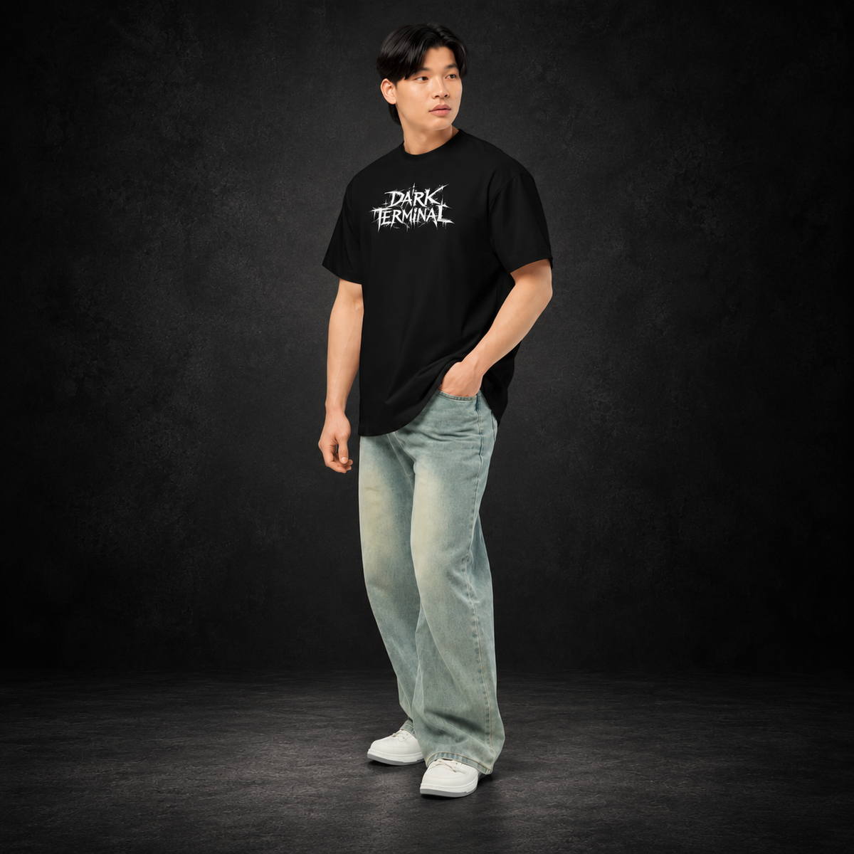 DARK TERMINAL — No Departures Boxy Tee | color:black